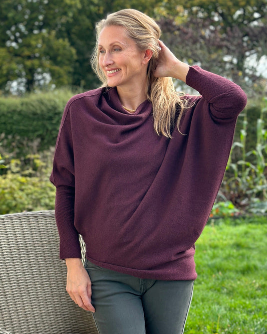clothing Soft Knit Asymmetric Jumper - Prune