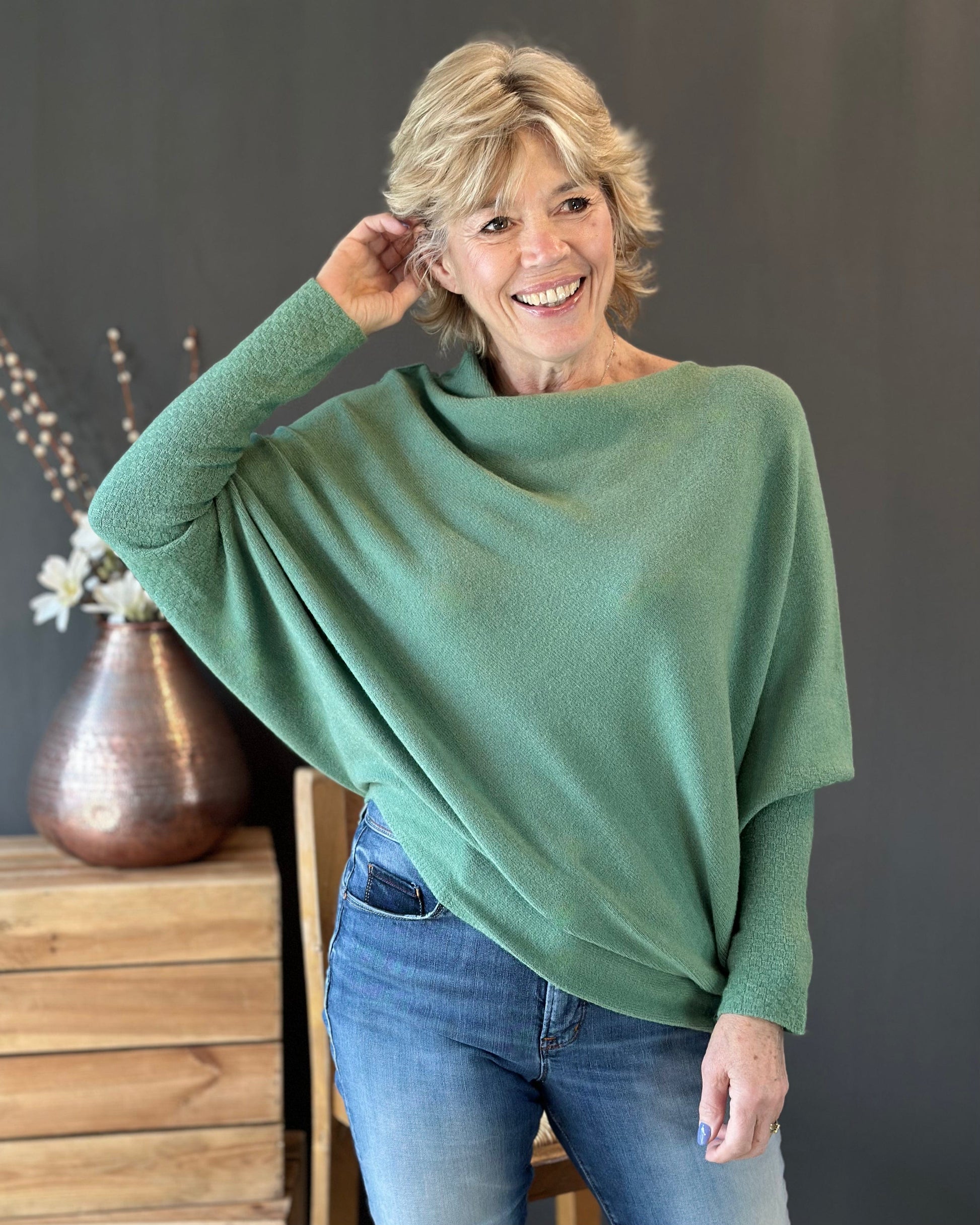 clothing Soft Knit Asymmetric Jumper - Sage