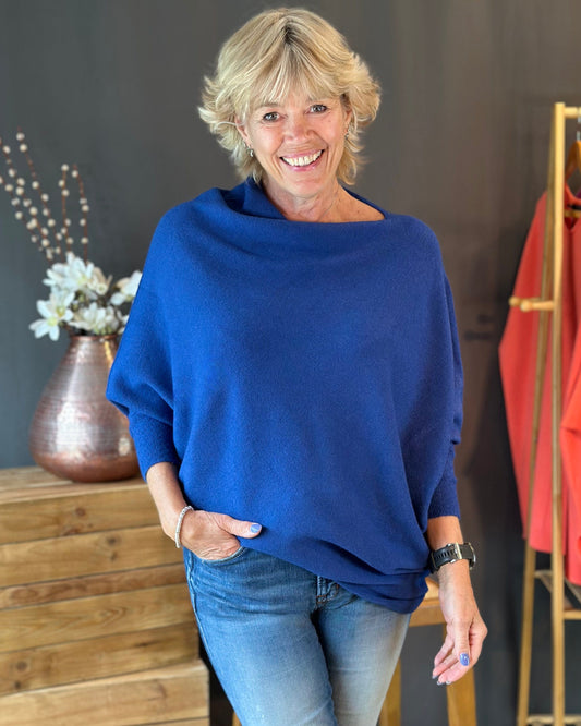 clothing Soft Knit Asymmetric Jumper - Sapphire Blue