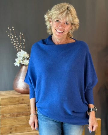 clothing Soft Knit Asymmetric Jumper - Sapphire Blue