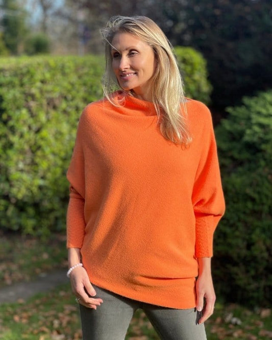 clothing Soft Knit Asymmetric Jumper - Soft Orange