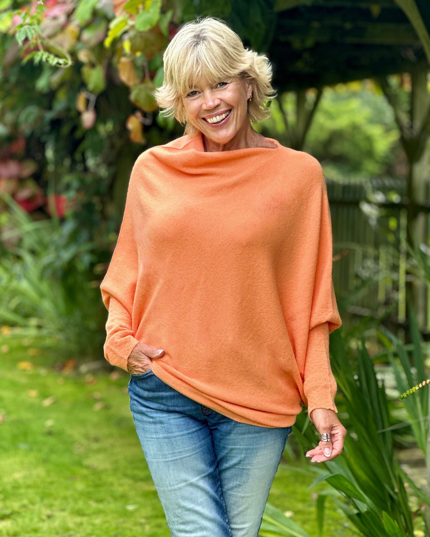 clothing Soft Knit Asymmetric Jumper - Soft Orange