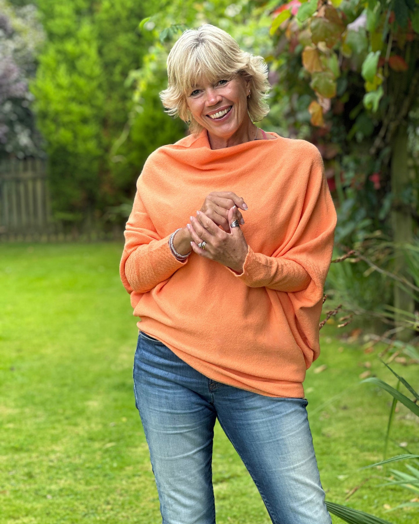 clothing Soft Knit Asymmetric Jumper - Soft Orange