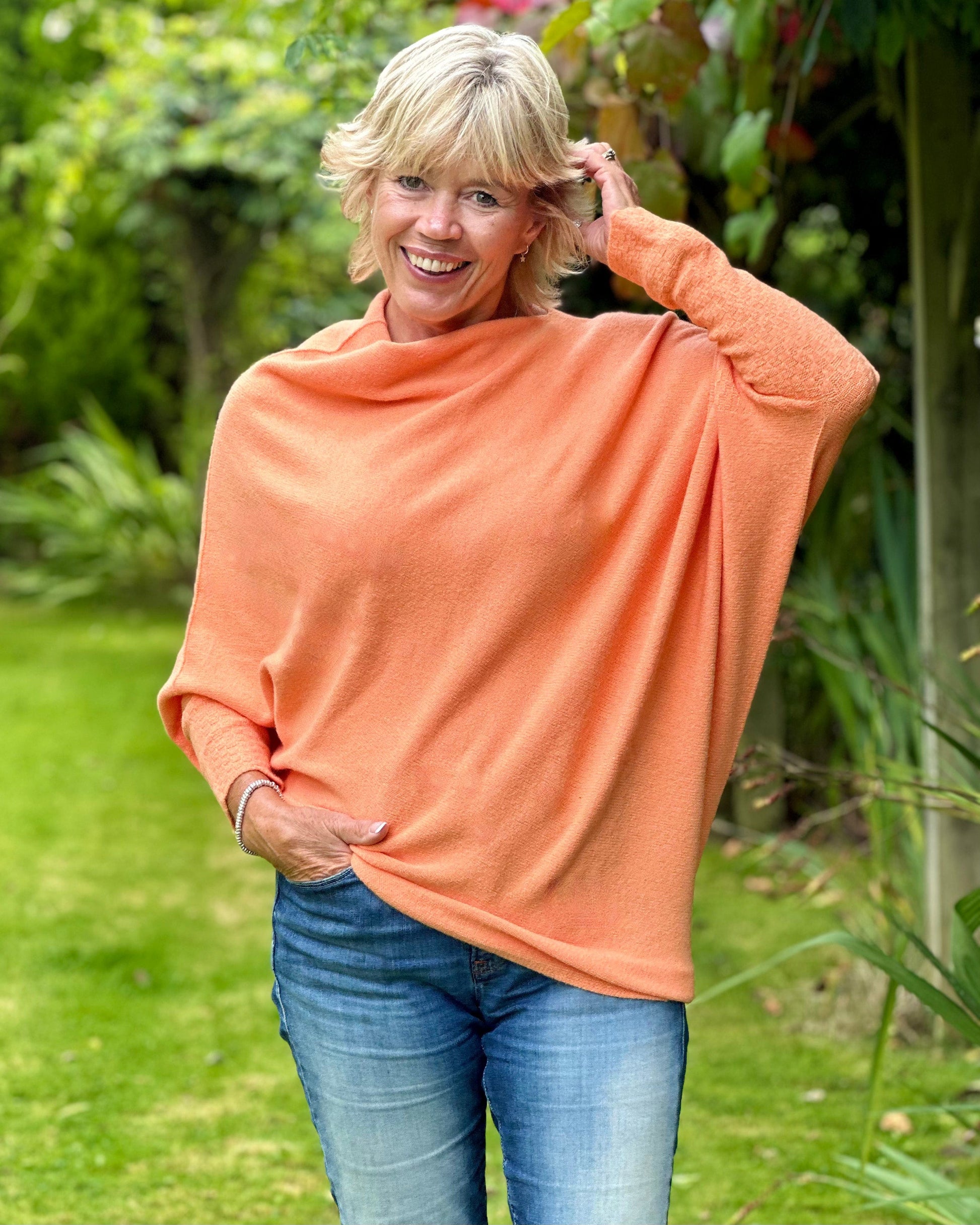 clothing Soft Knit Asymmetric Jumper - Soft Orange