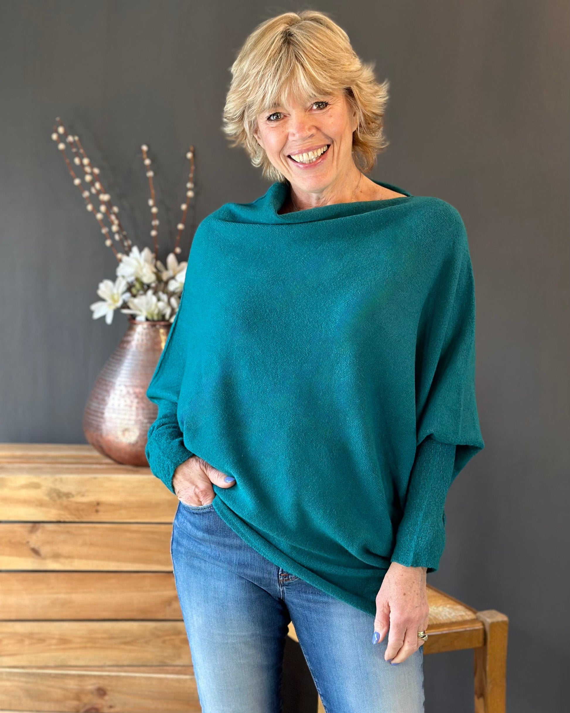 clothing Soft Knit Asymmetric Jumper - Teal