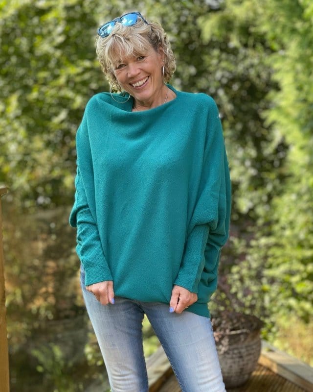 clothing Soft Knit Asymmetric Jumper - Teal Green