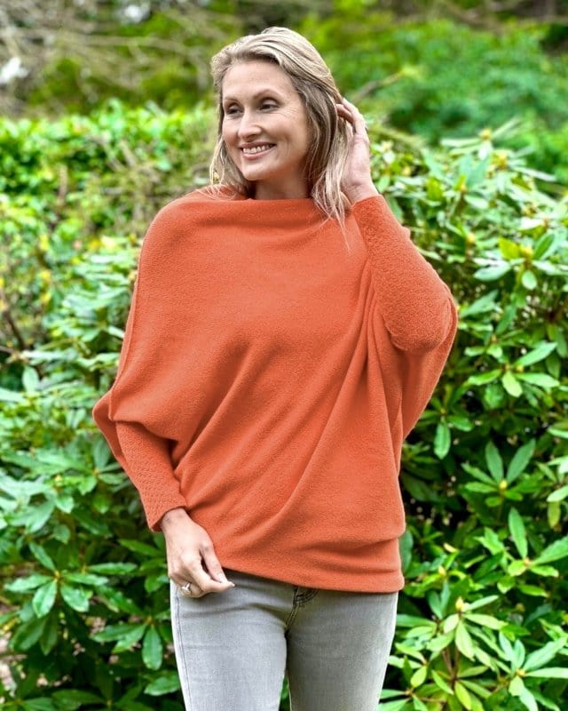 Soft Knit Asymmetric Jumper - Dark Orange