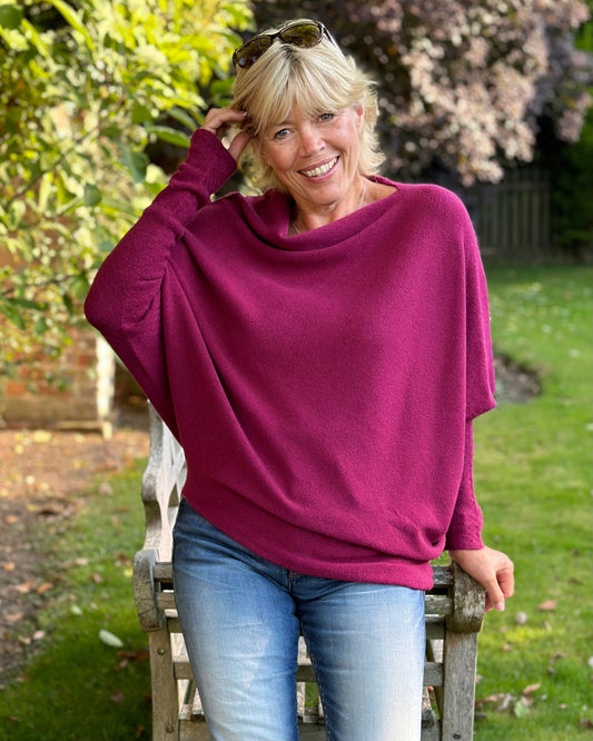 Clothing Soft Knit Asymmetric Jumper - Wine