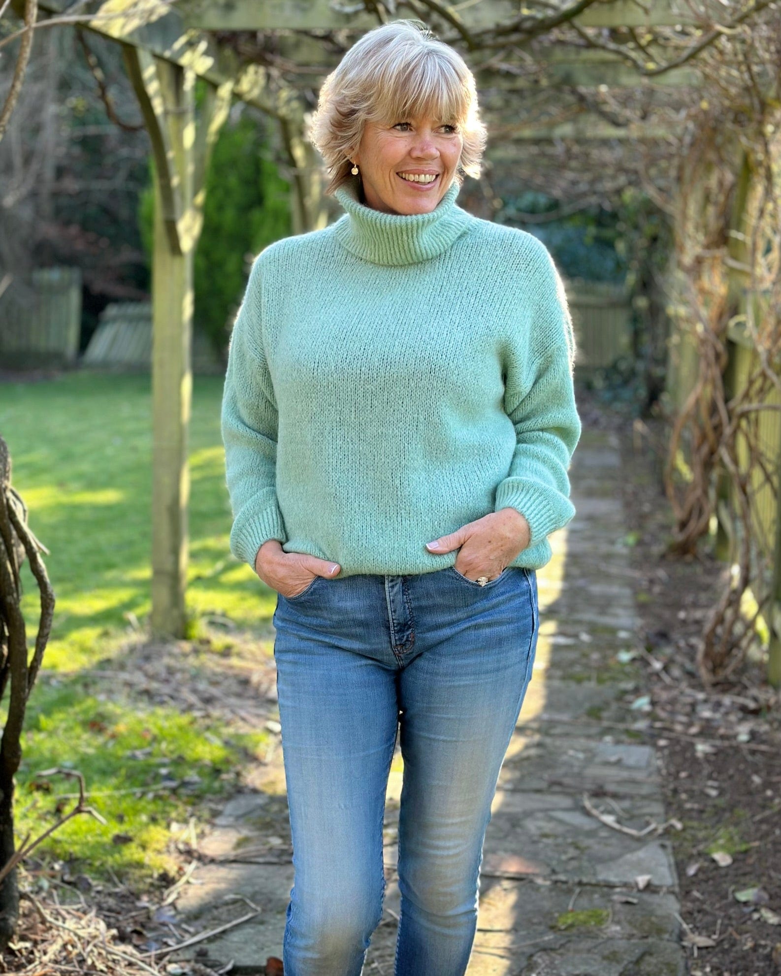 clothing Soft Knit Mohair Roll Neck Jumper - Sage
