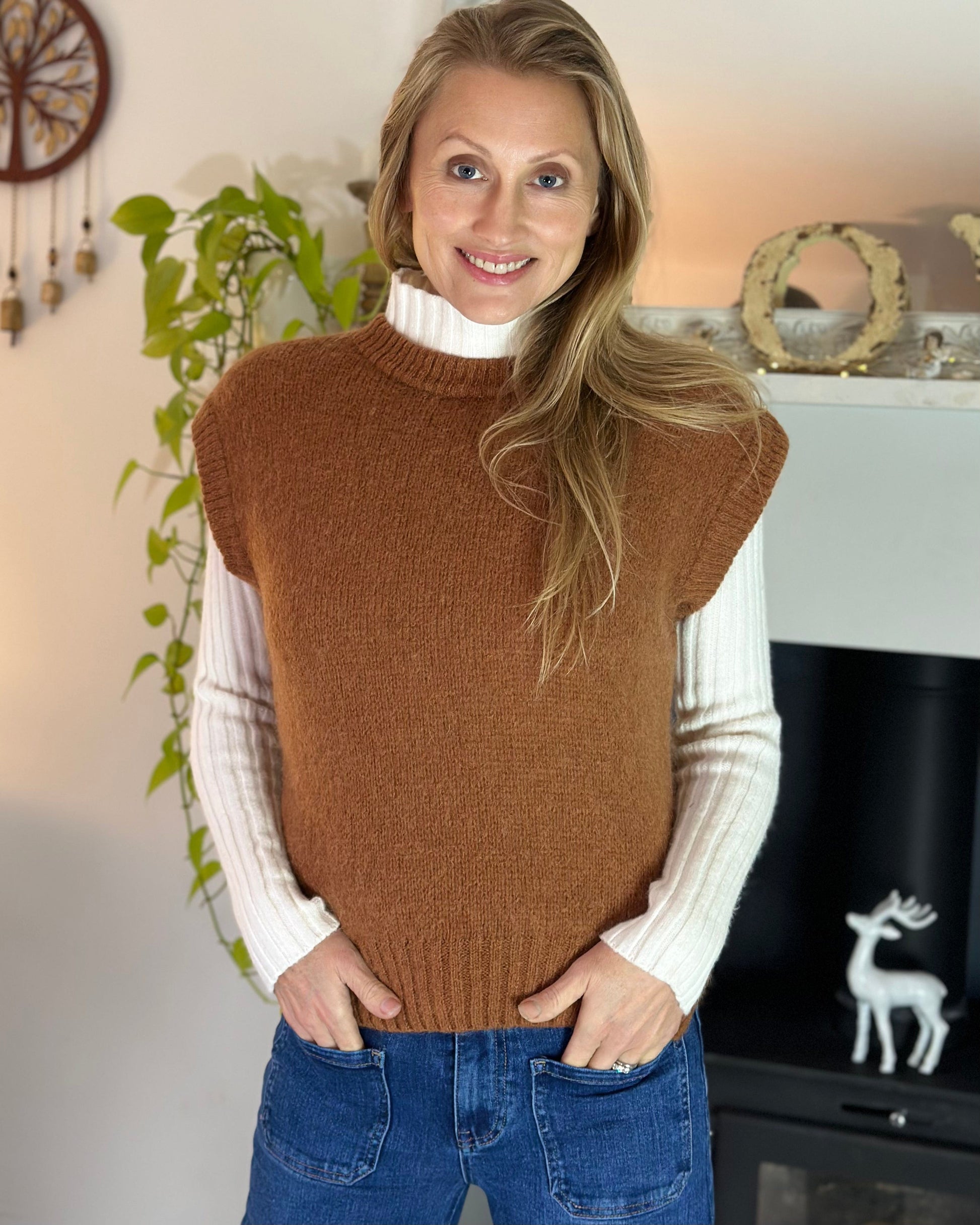 clothing Soft Knit Mohair Tank Top - Caramel