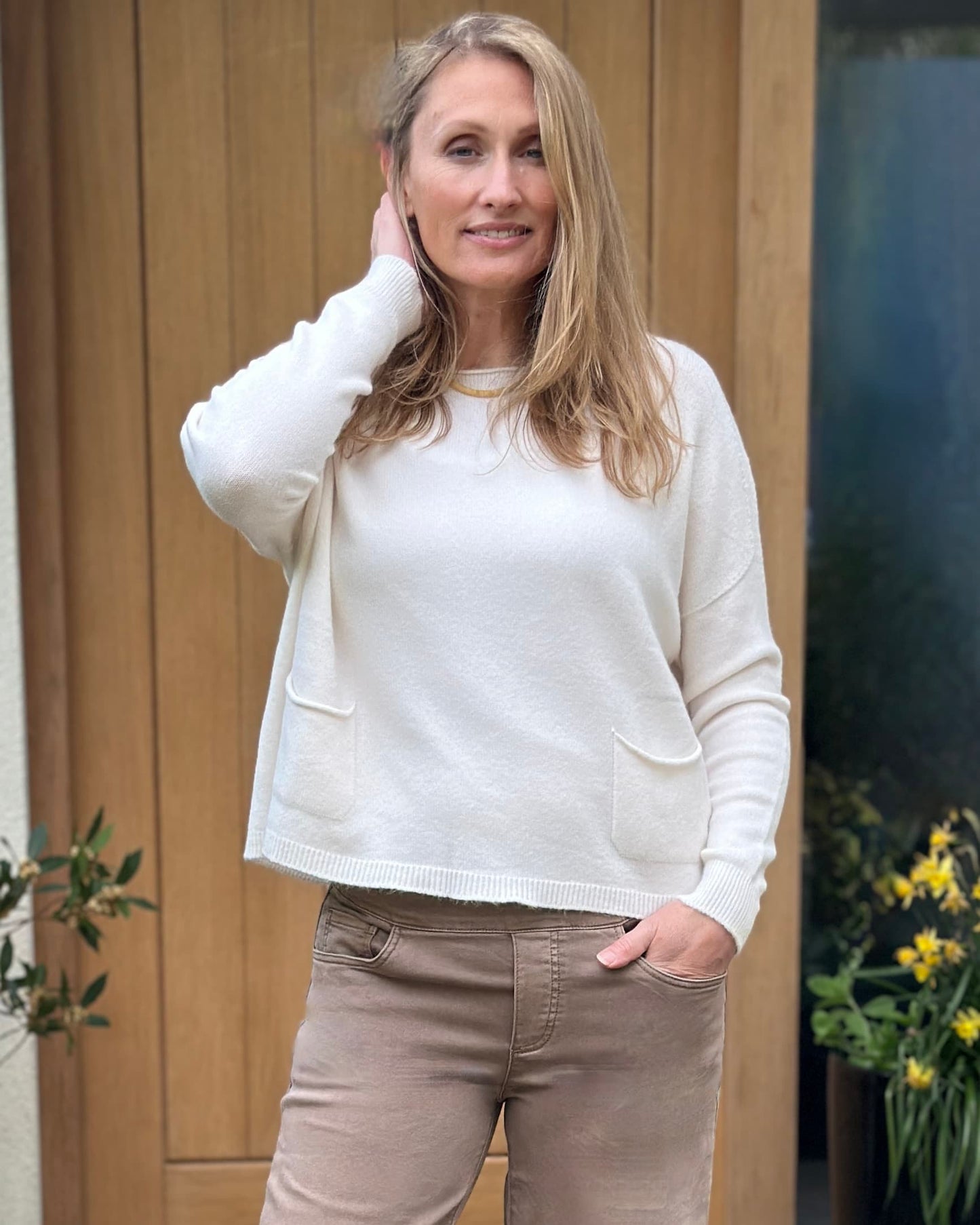 clothing Soft Knit Pocket Jumper - Cream