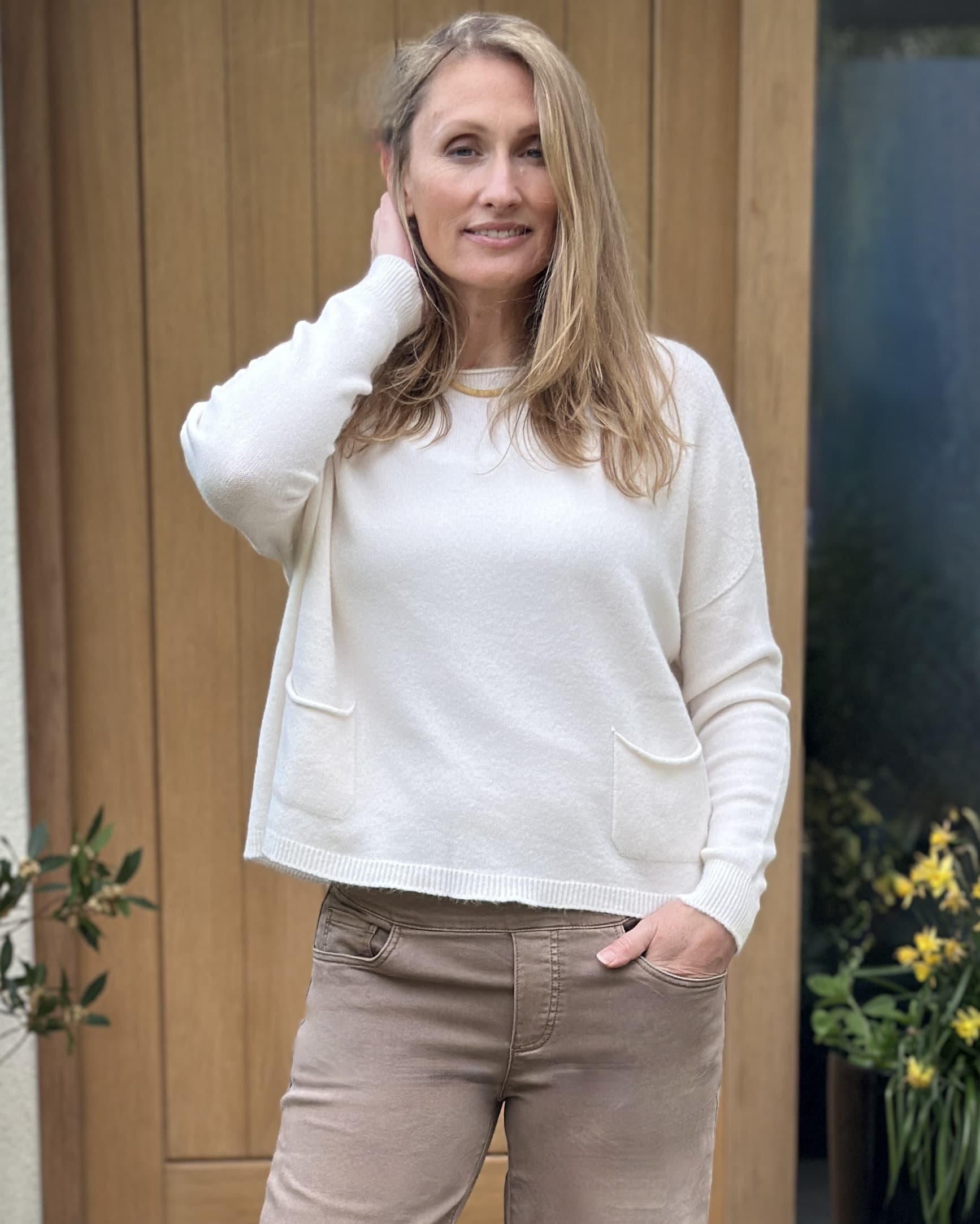 clothing Soft Knit Pocket Jumper - Cream