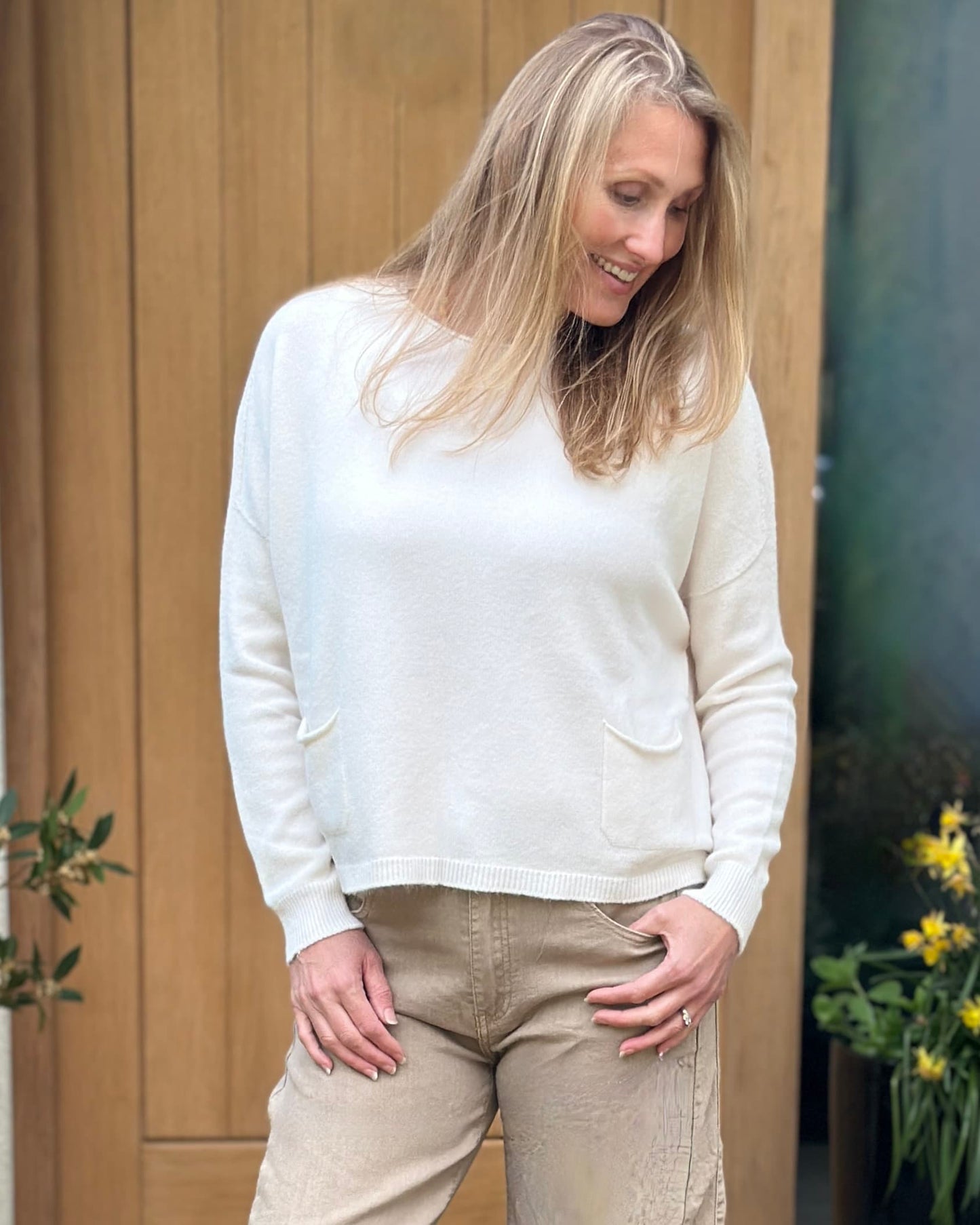 clothing Soft Knit Pocket Jumper - Cream