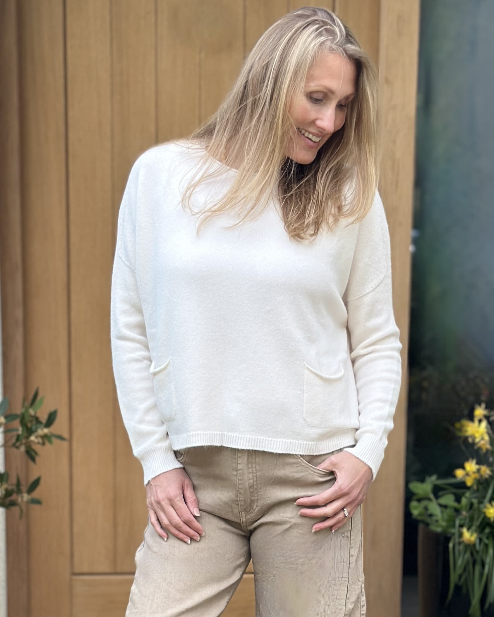 clothing Soft Knit Pocket Jumper - Cream