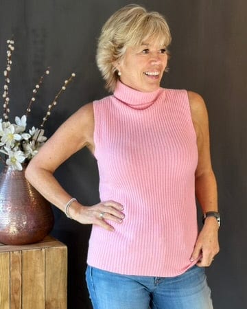 clothing Soft Knit Ribbed Sleeveless Jumper - Pink