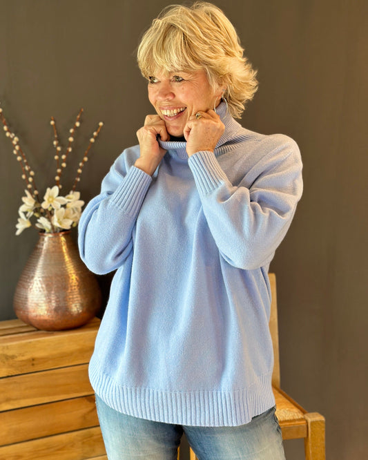 Clothing Soft Knit Roll Neck Jumper - Pale Blue