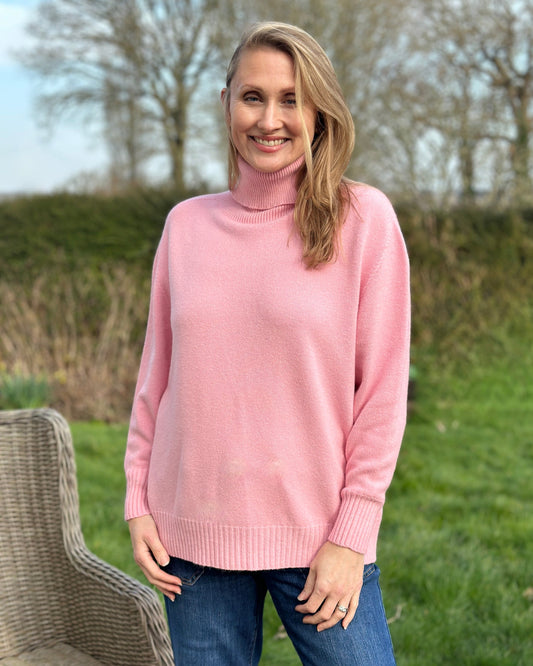 Clothing Soft Knit Roll Neck Jumper - Pink