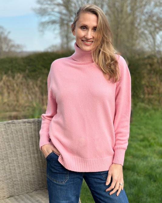Clothing Soft Knit Roll Neck Jumper - Pink