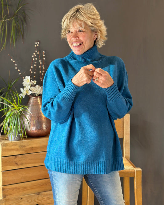 Clothing Soft Knit Roll Neck Jumper - Teal