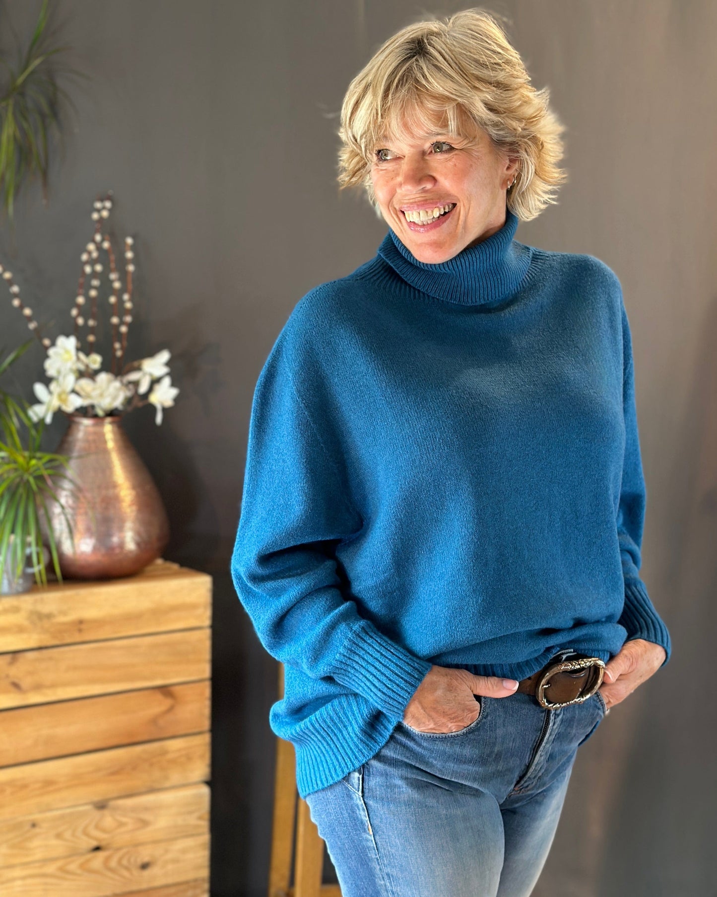 Clothing Soft Knit Roll Neck Jumper - Teal