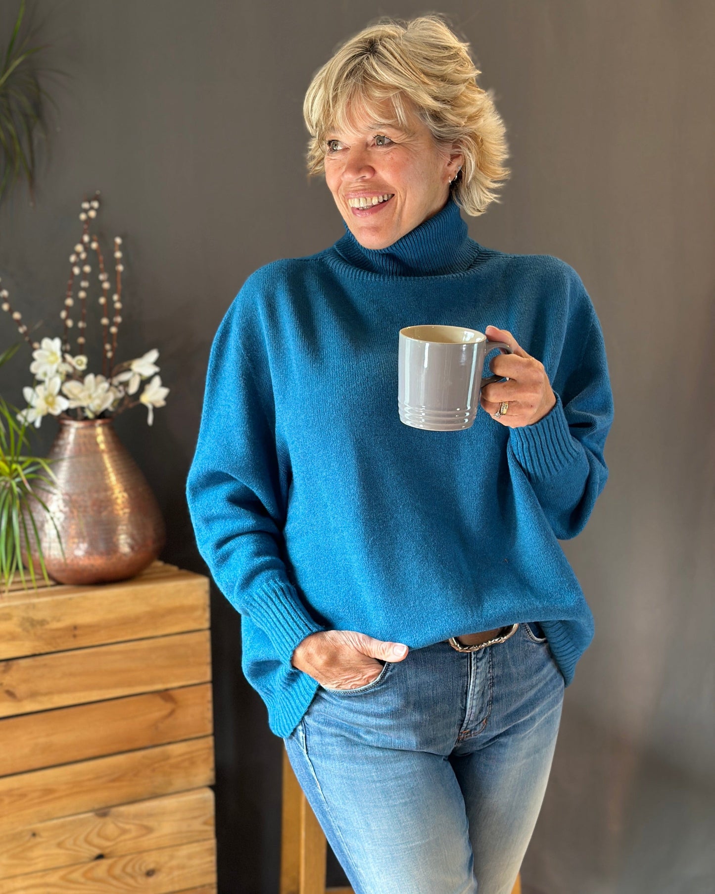 Clothing Soft Knit Roll Neck Jumper - Teal