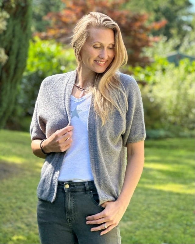Clothing Soft Knit Short Sleeve Cardigan - Grey