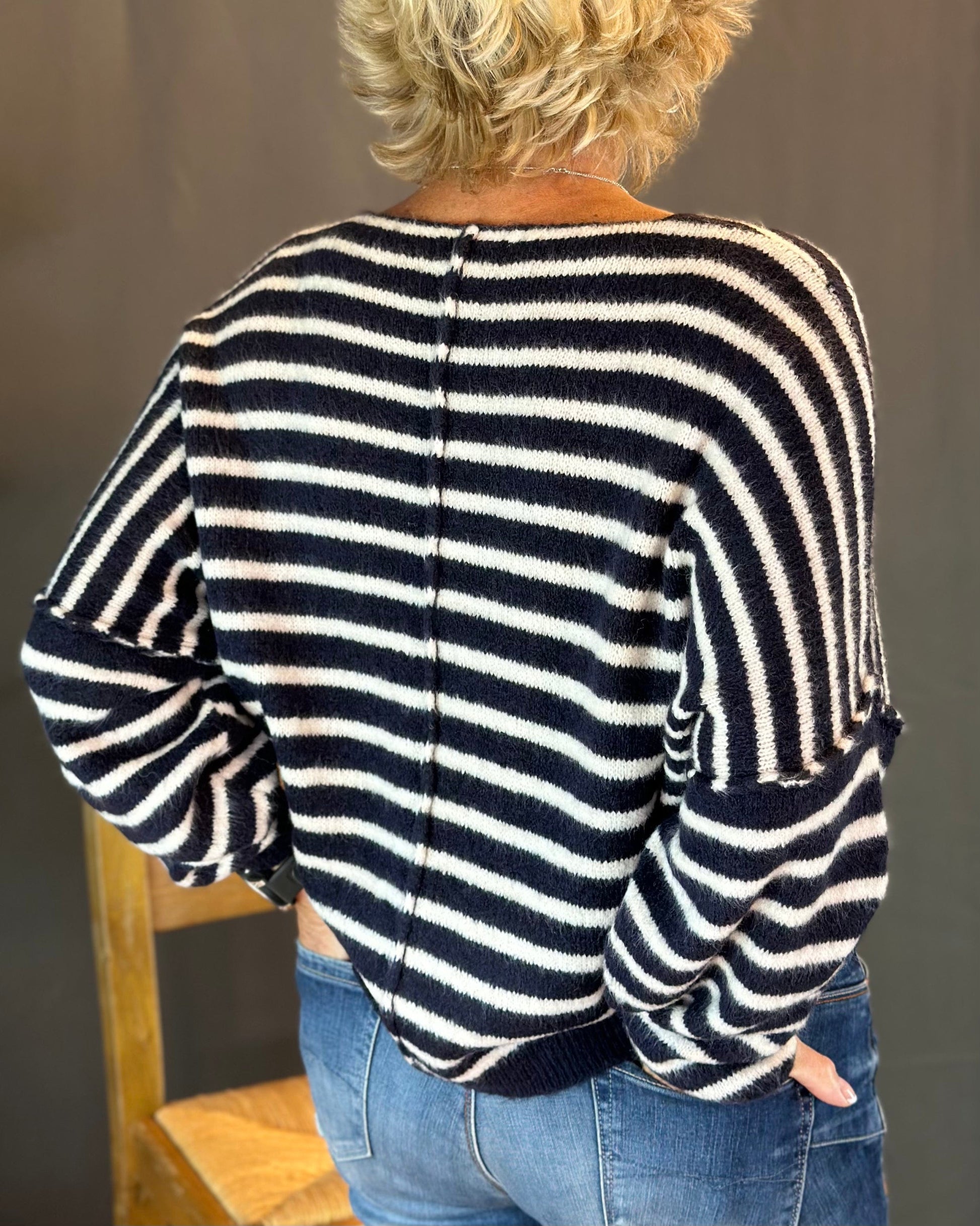 clothing Soft Knit Striped Jumper - Black/White