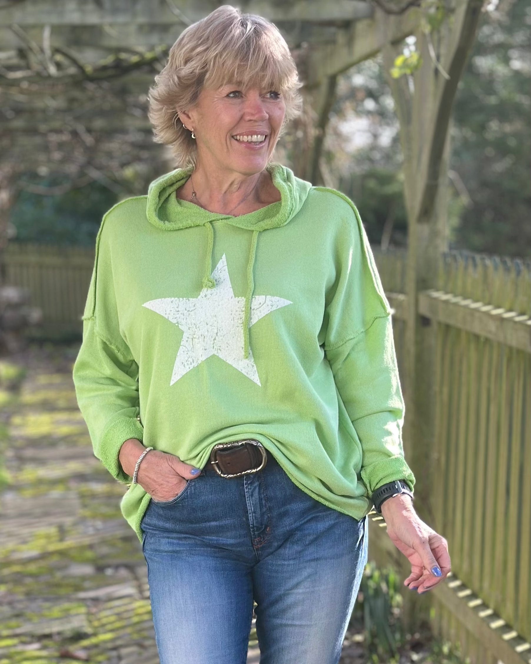 Clothing Star Hoodie Sweatshirt - Lime