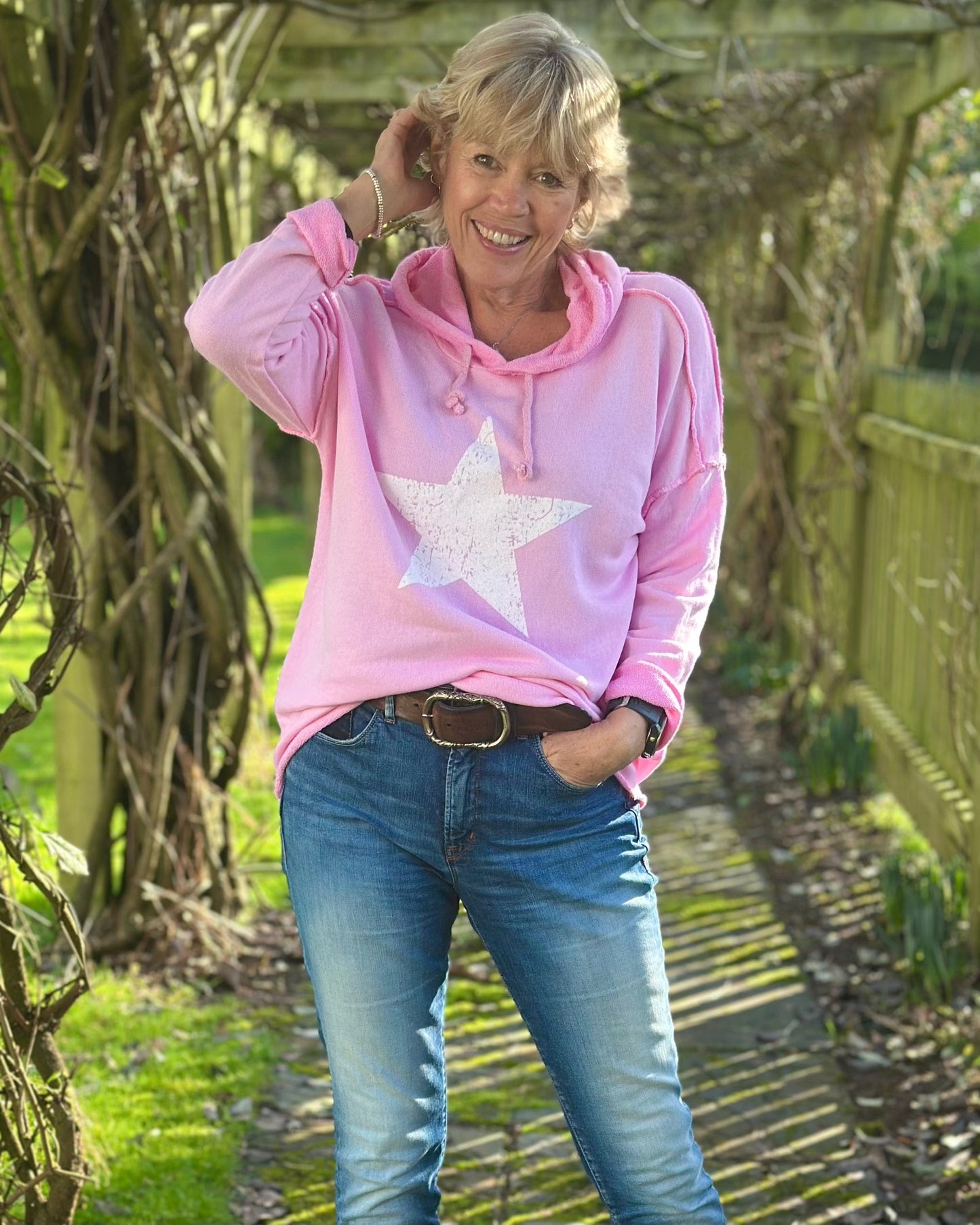 Clothing Star Hoodie Sweatshirt - Pale Pink