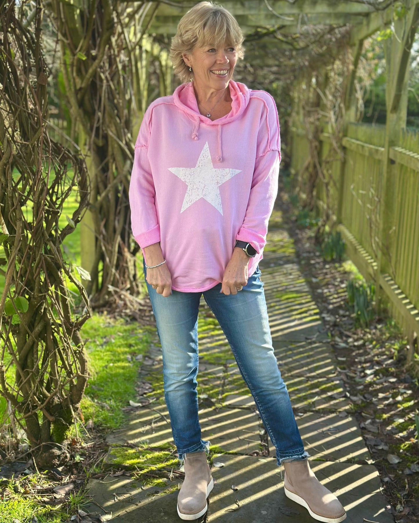 Clothing Star Hoodie Sweatshirt - Pale Pink