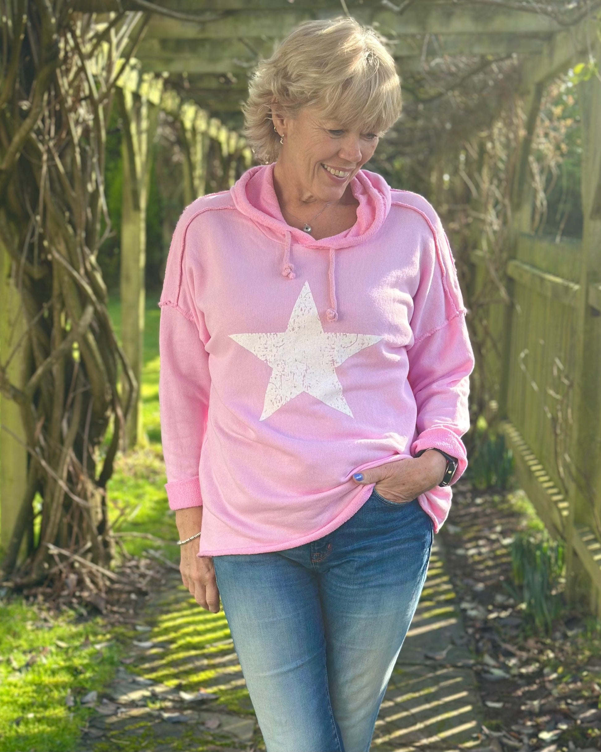 Clothing Star Hoodie Sweatshirt - Pale Pink