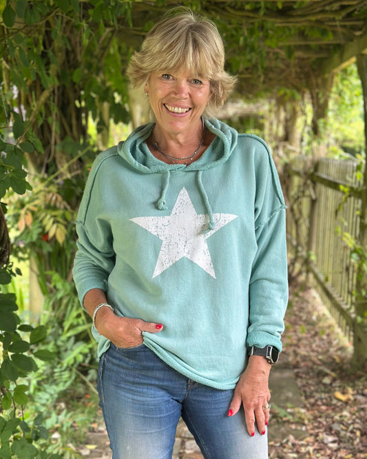 Clothing Star Hoodie Sweatshirt - Sage