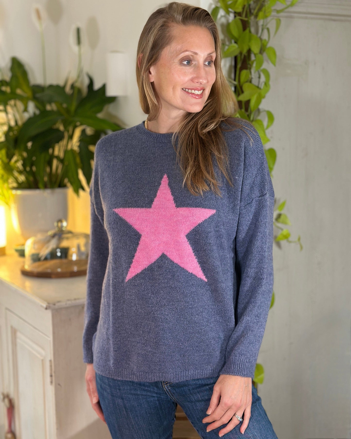 clothing Star Jumper - Denim/Pink