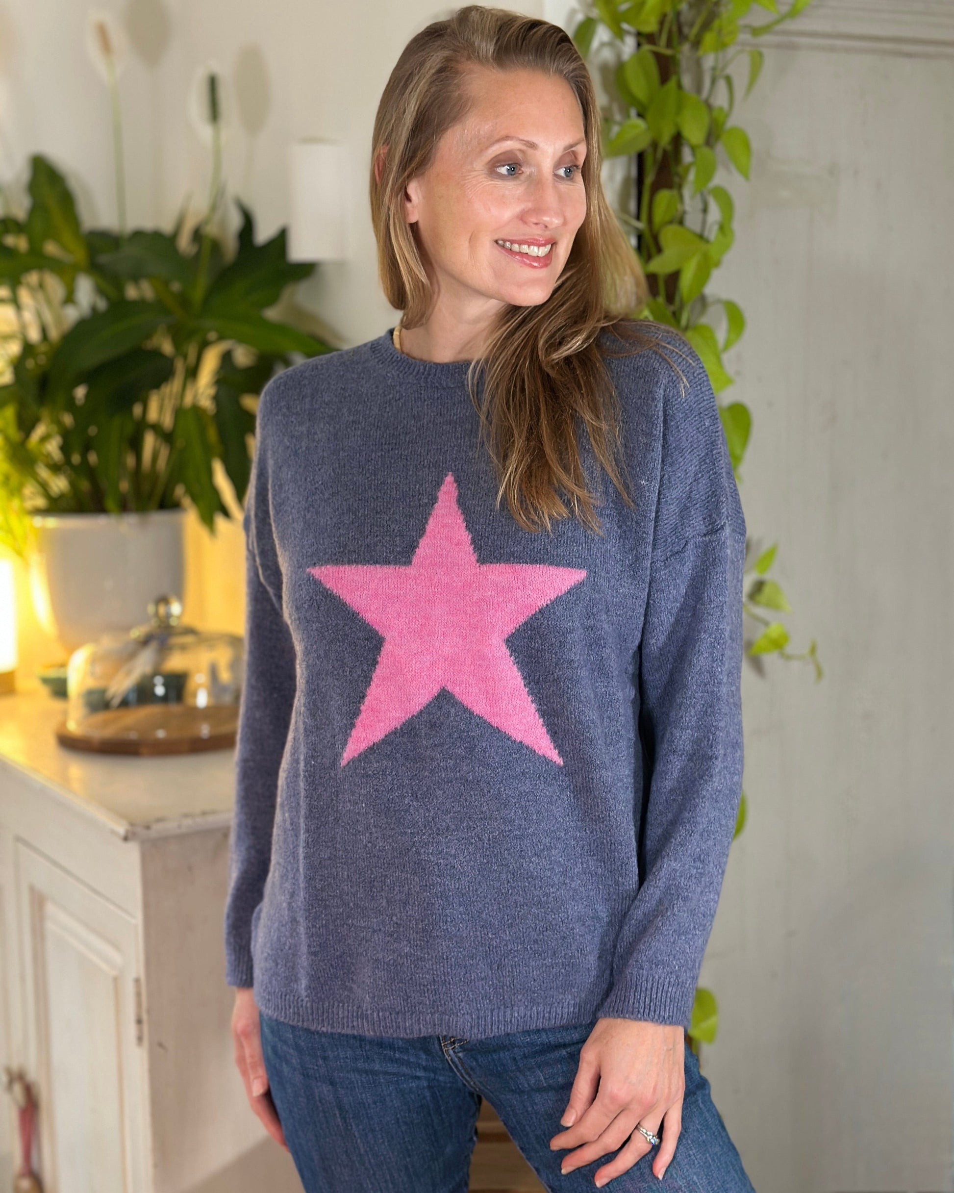 clothing Star Jumper - Denim/Pink