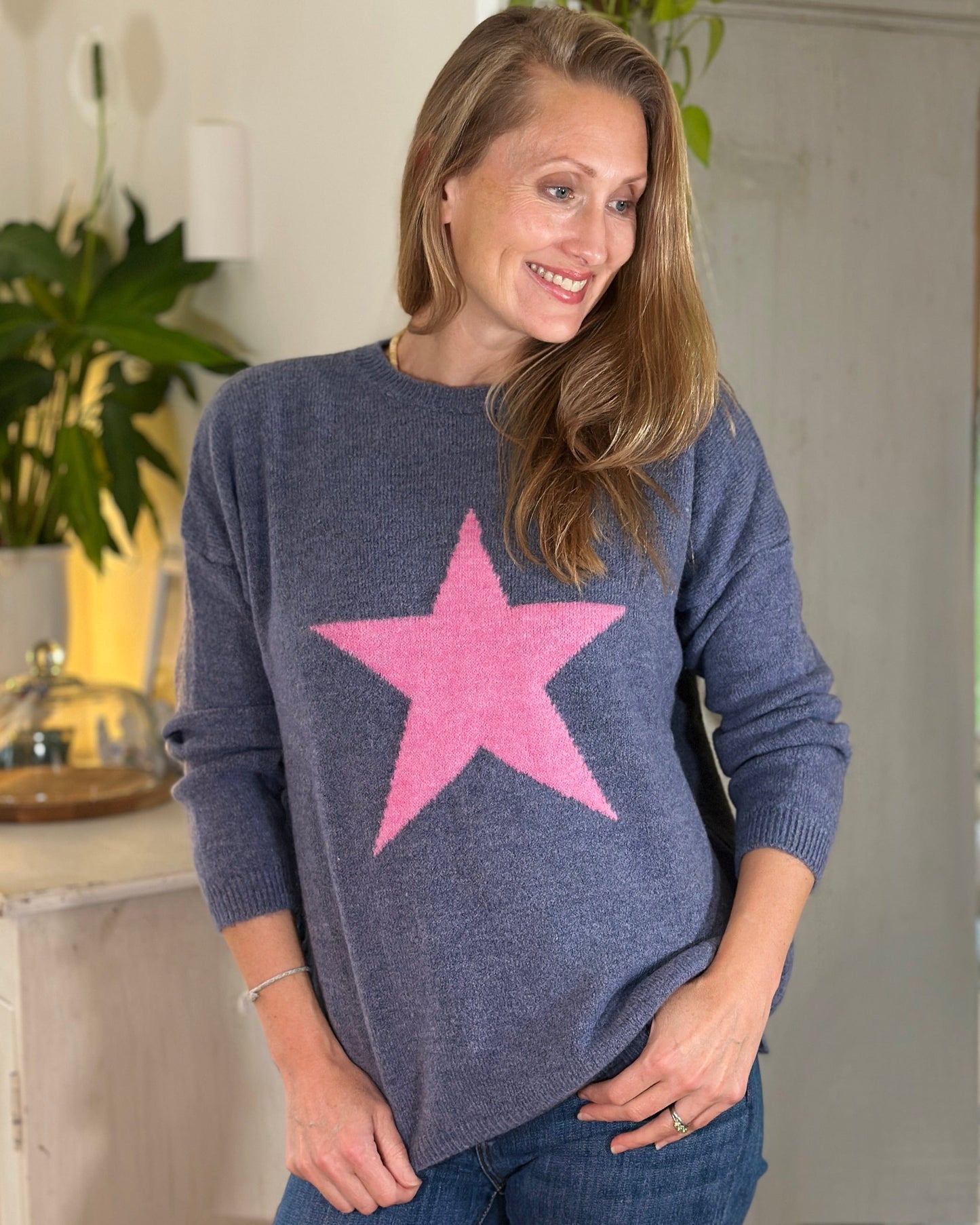 clothing Star Jumper - Denim/Pink