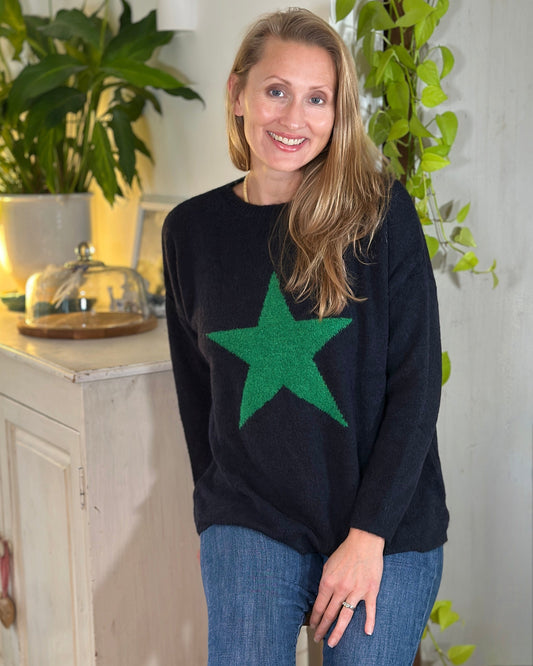 clothing Star Jumper - Navy/Green