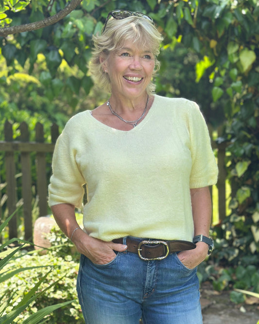 clothing Statement Short Sleeve Alpaca Mix Jumper - Lemon