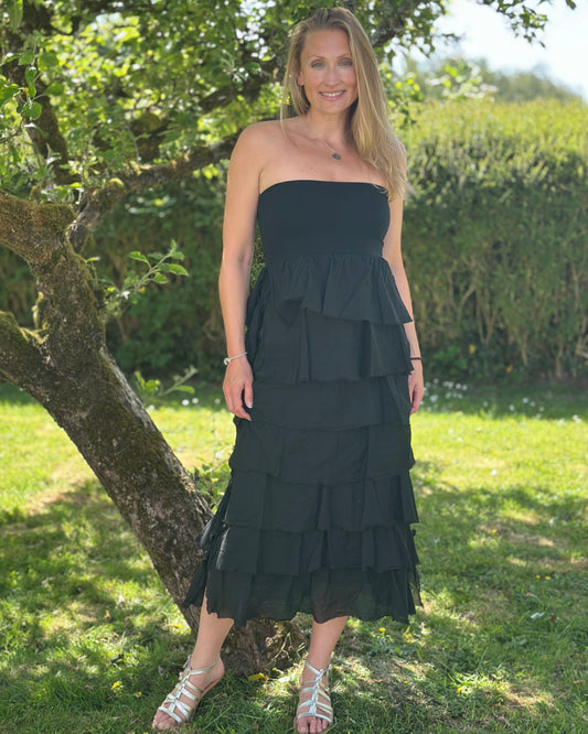 Clothing Strapless Ruffle Dress/Maxi Skirt - Black