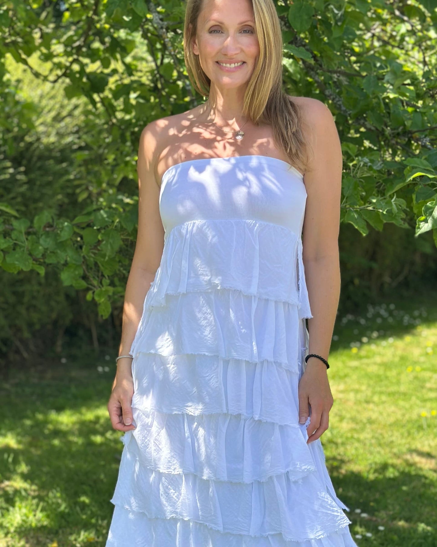 Clothing Strapless Ruffle Dress/Maxi Skirt - White