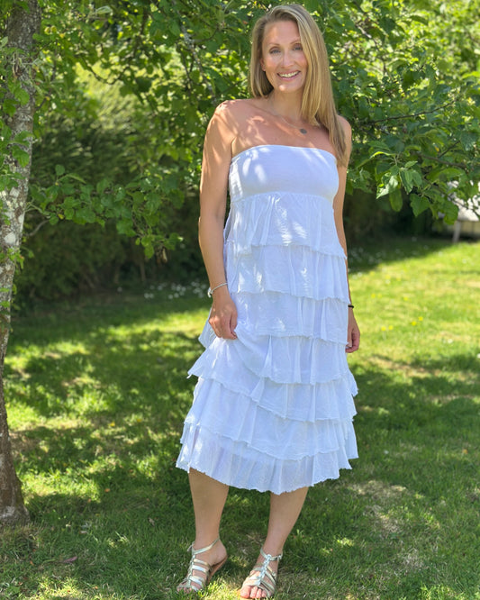 Clothing Strapless Ruffle Dress/Maxi Skirt - White