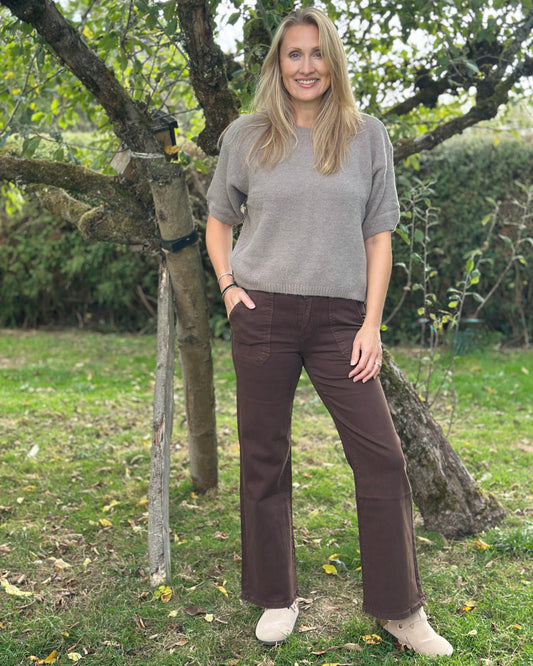 Clothing Stretchy Straight Leg Jeans - Chocolate Brown