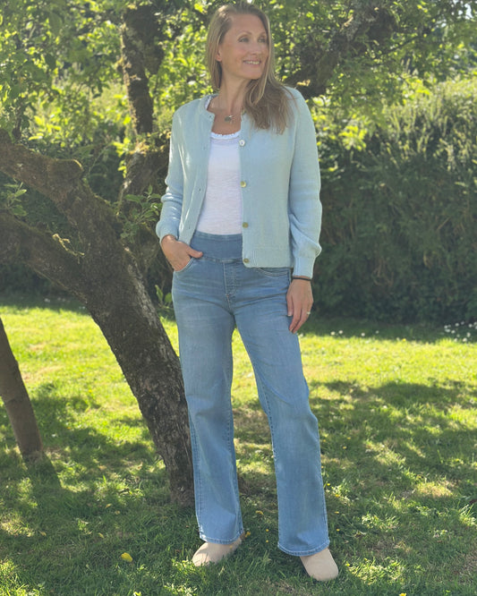 Clothing Stretchy Waist flared Jeans - Pale Denim
