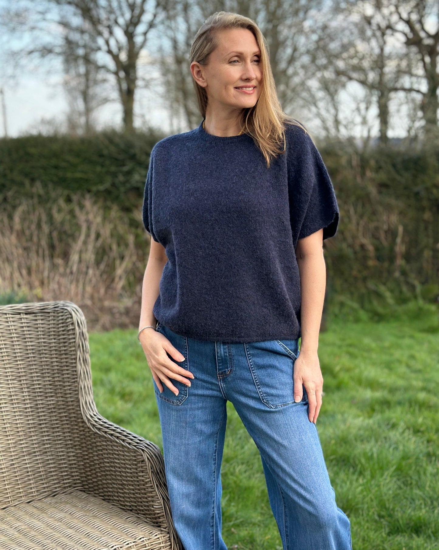 Clothing Stretchy Wide Leg Jeans - Denim