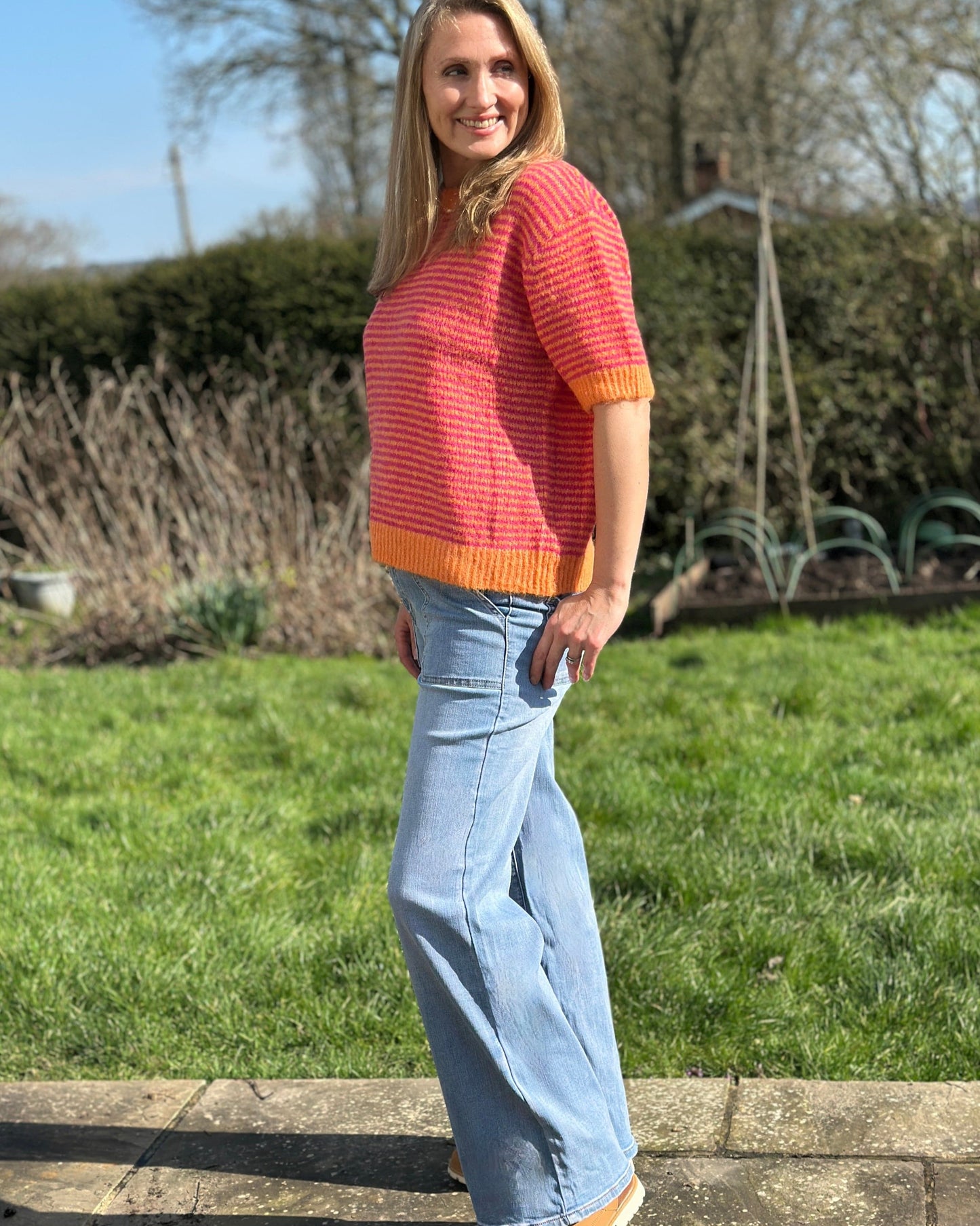 Clothing Stretchy Wide Leg Jeans - Pale Denim