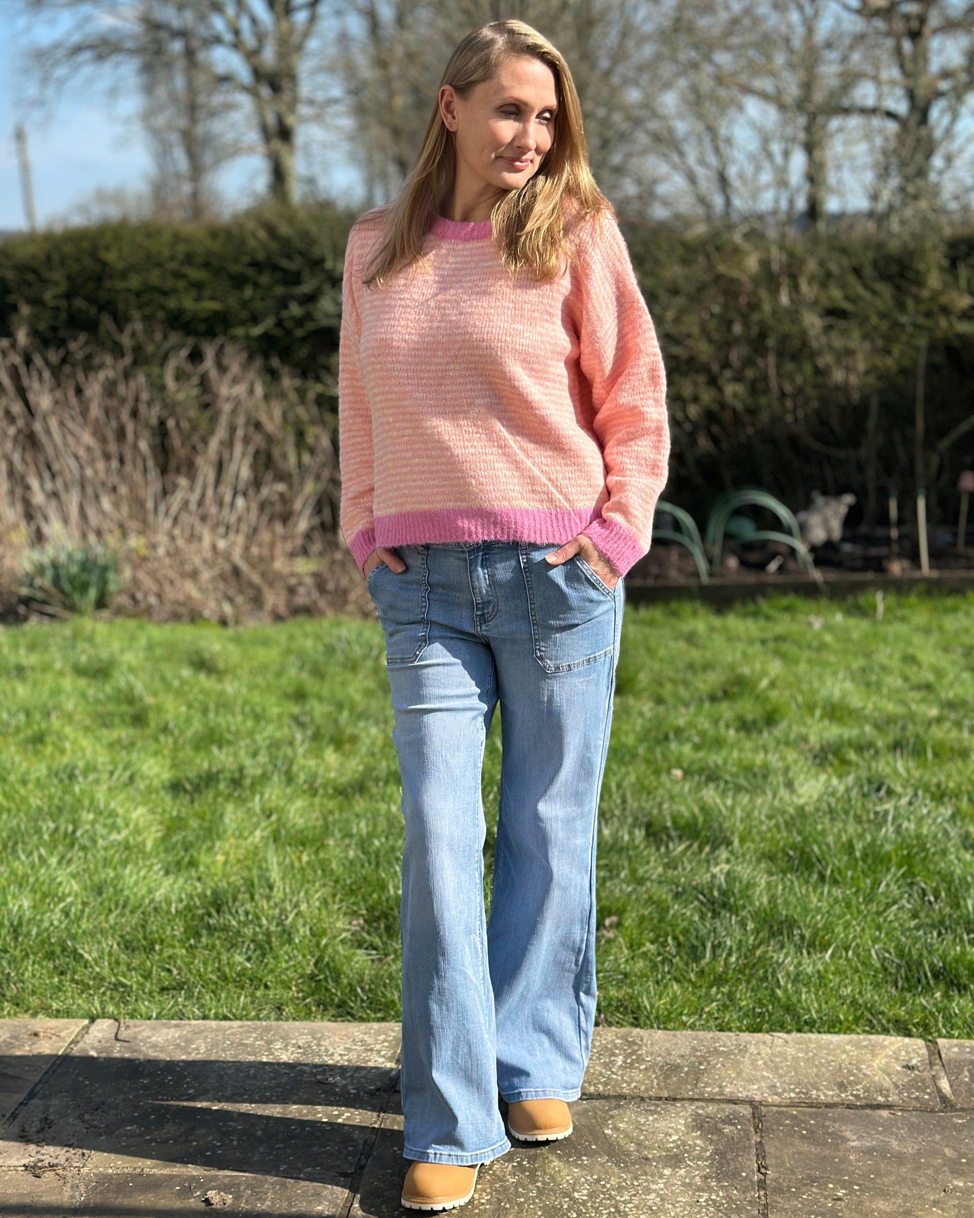 Clothing Stretchy Wide Leg Jeans - Pale Denim