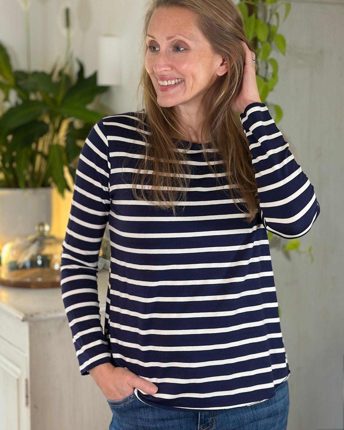 Clothing Striped Long Sleeve T Shirt - Navy/White