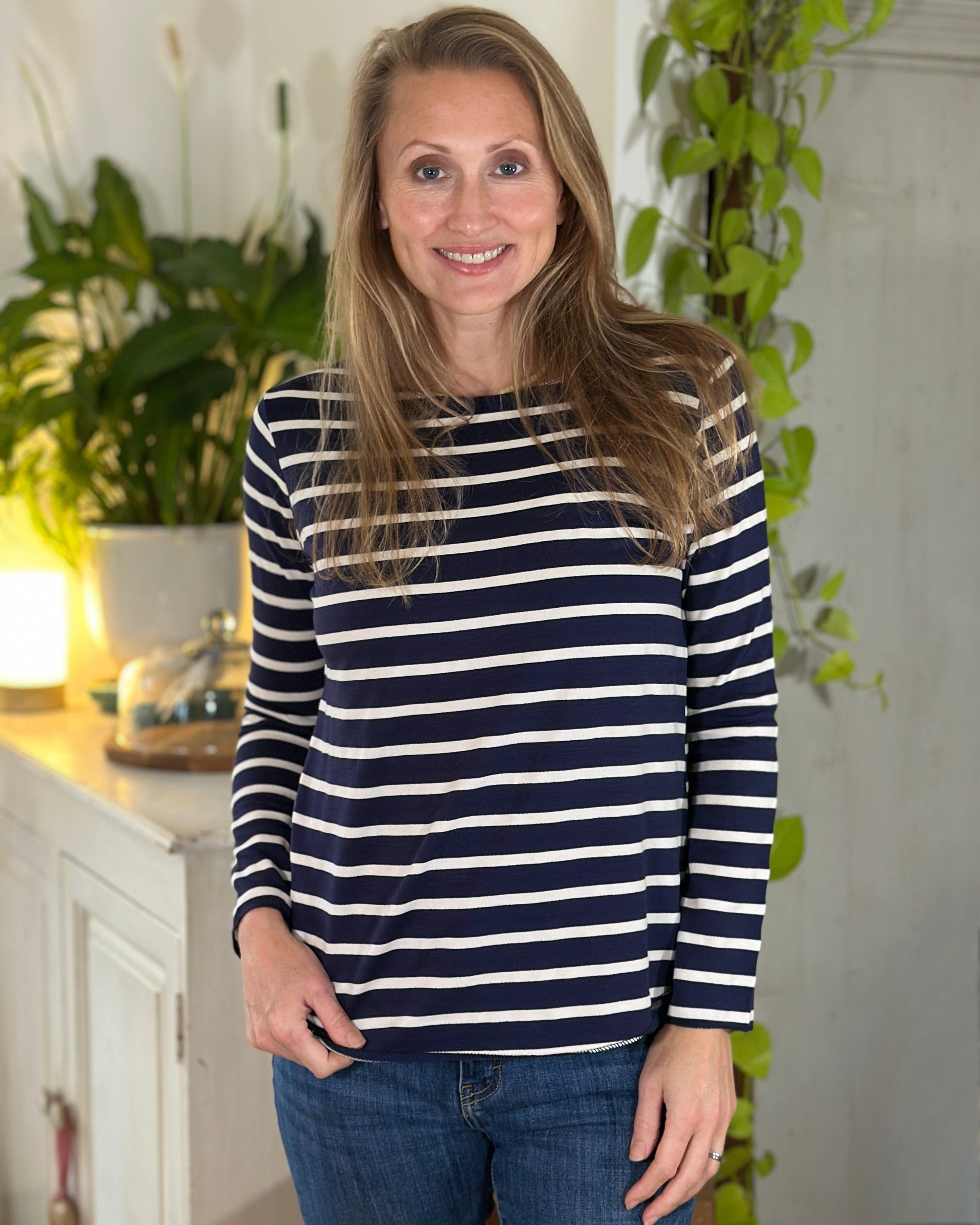 Clothing Striped Long Sleeve T Shirt - Navy/White