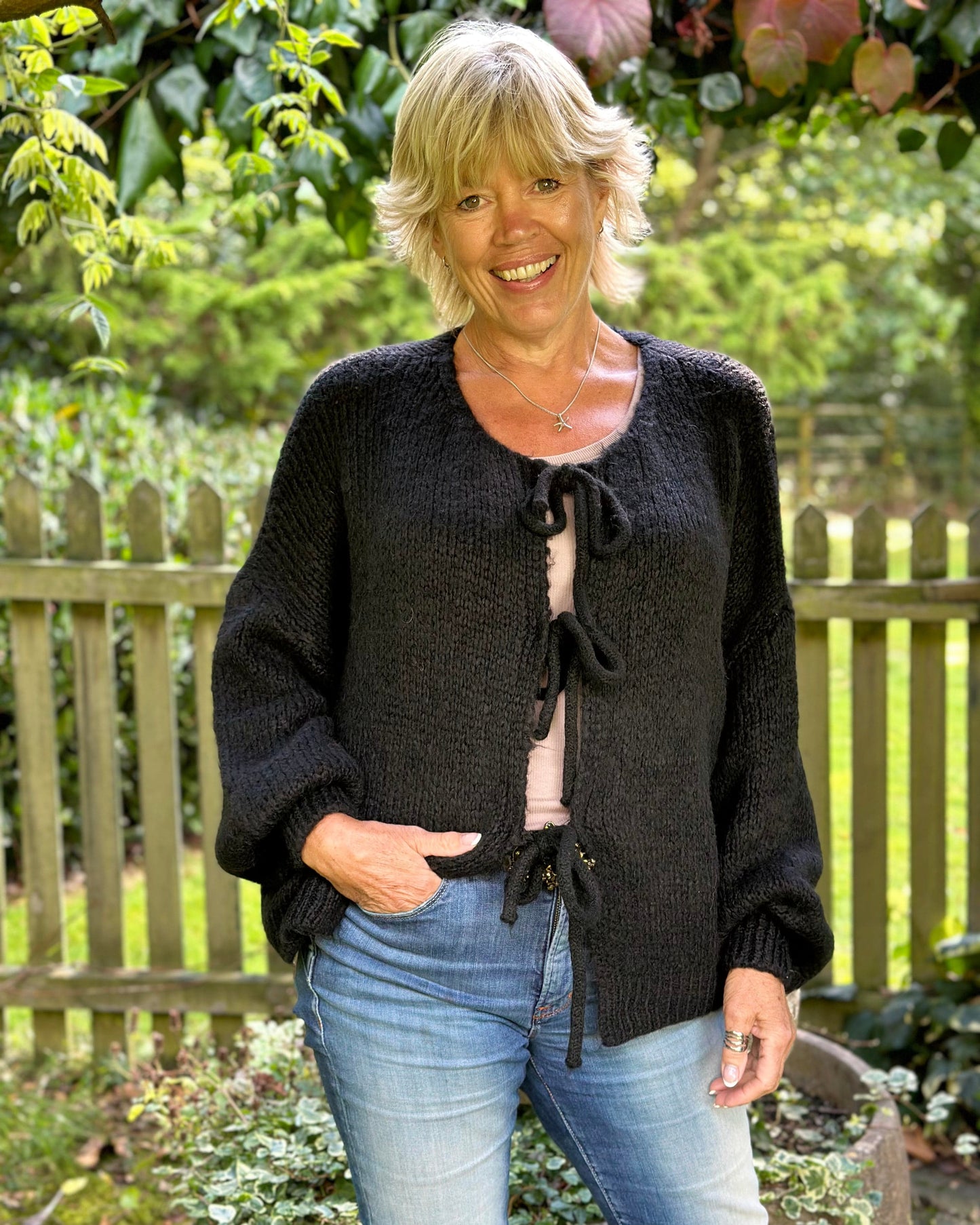 Clothing Tie-Front Mohair Cardigan - Black