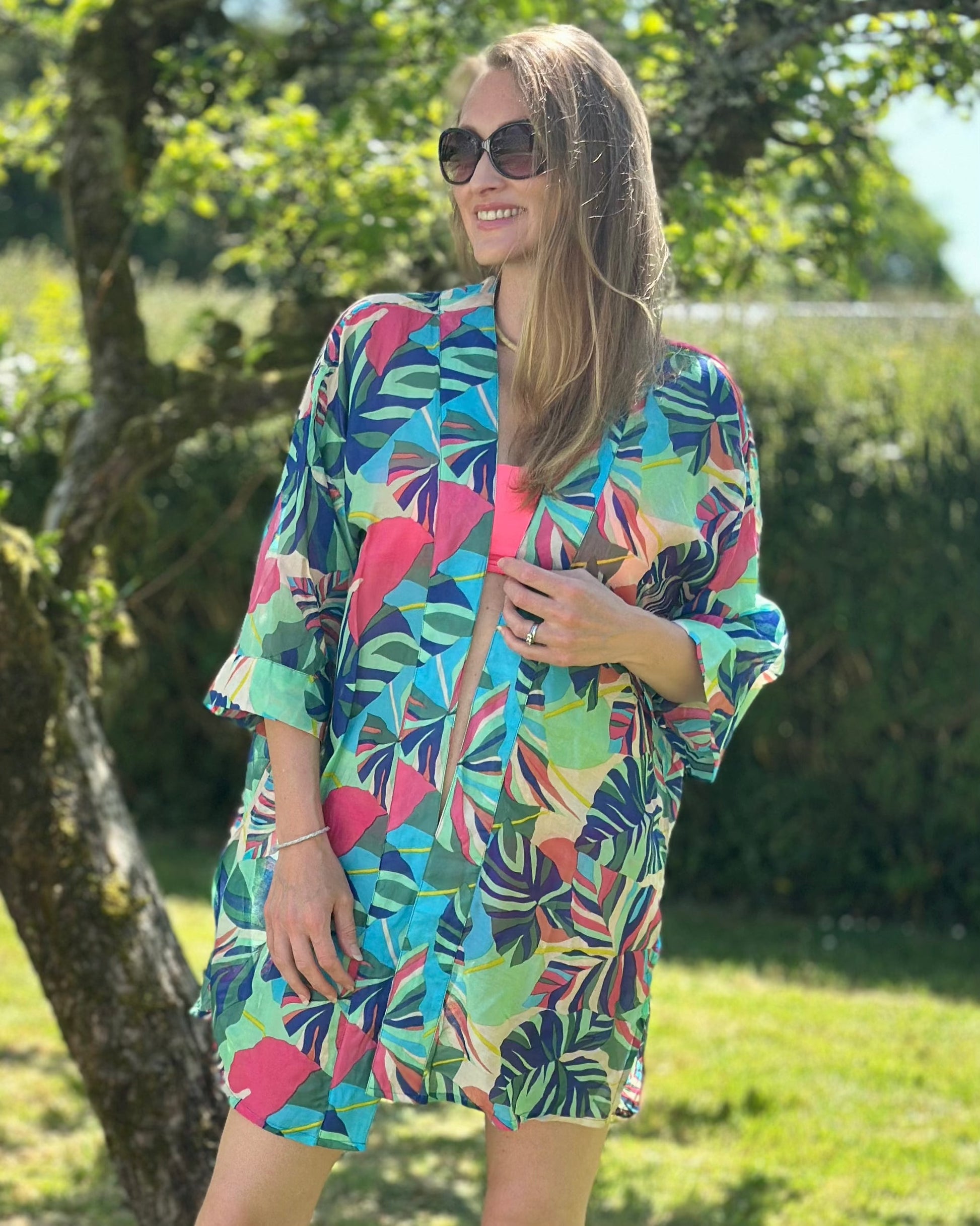 Clothing Tropical Leaf Print Kimono