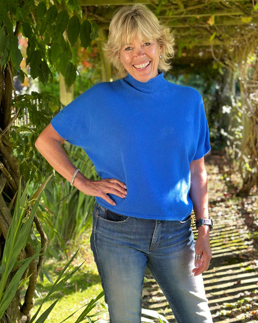 clothing Turtle Neck Short Sleeve Jumper - Cobalt Blue